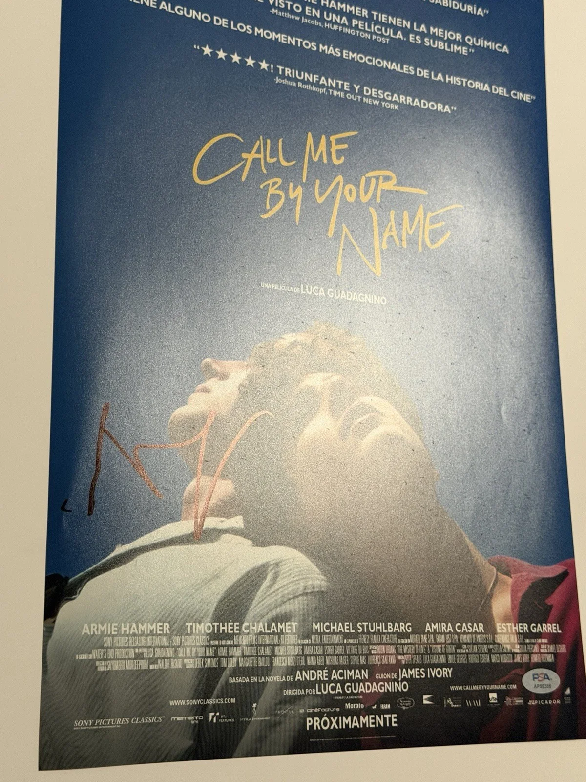 Timothee Chalamet — TIMOTHEE CHALAMET SIGNED 12x18 PHOTO CALL ME BY YOUR NAME PSA/DNA COA, изображение 3