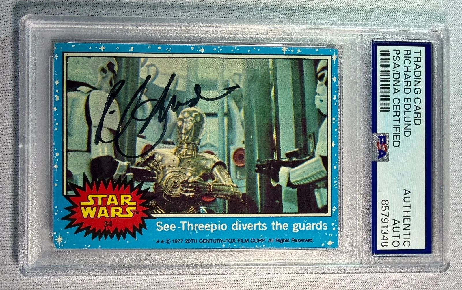 Richard Edlund — 1977 Topps Star Wars Richard Edlund Special Effects Signed Auto Card #34 PSA DNA
