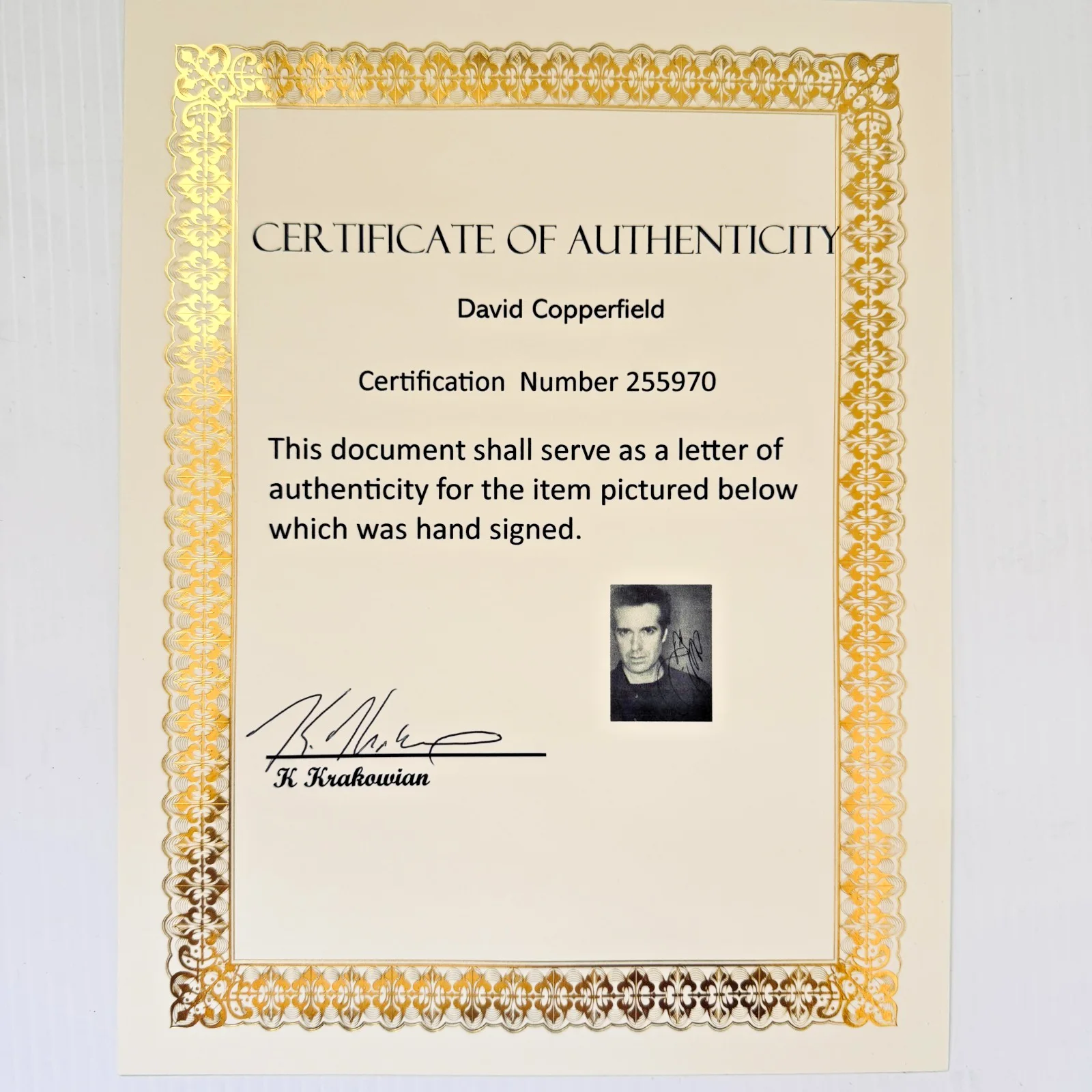 David Copperfield — DAVID COPPERFIELD SIGNED 8x10 PHOTO AUTOGRAPH + TICKET STUB + COA MAGICIAN, изображение 3