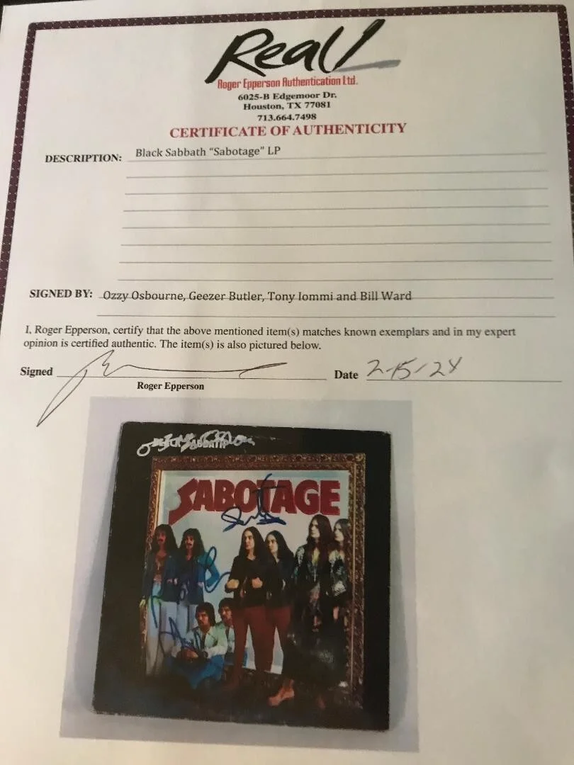 BLACK SABBATH FULLY SIGNED SABOTAGE LP X4 FULL COA ROGER EPPERSON VERY NICE!!, image 5