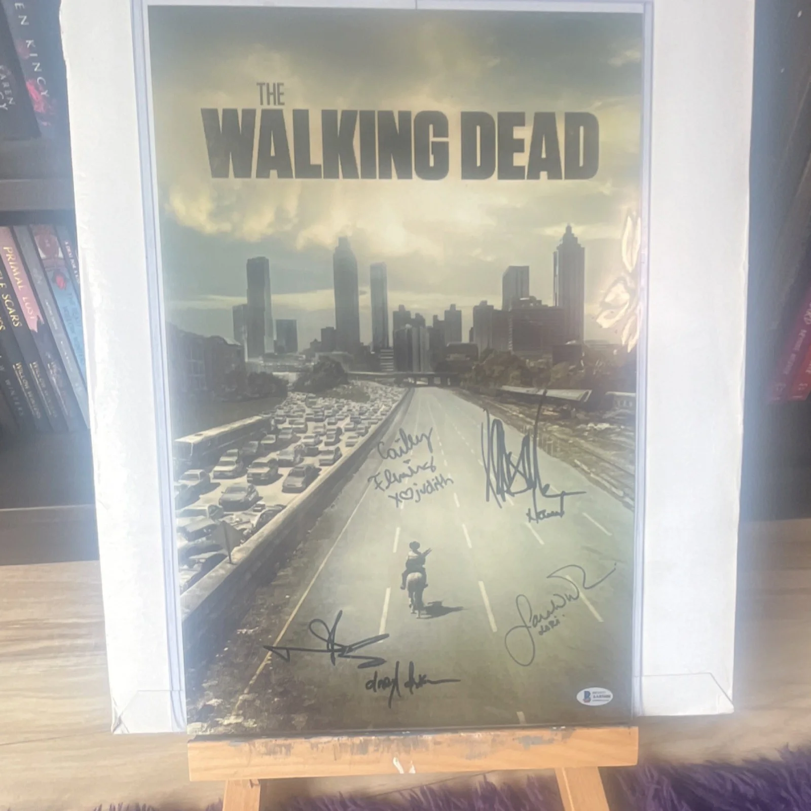 Norman Reedus, Jeffrey Dean Morgan, Cailey Fleming, Sarah Wayne — The Walking Dead Cast Signed Original Photo Beckett Norman Reedus Morgan