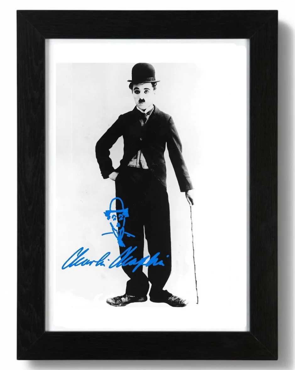 Charlie Chaplin Signed autograph PHOTO Pre Print 6x4/A4/ Framed, изображение 2
