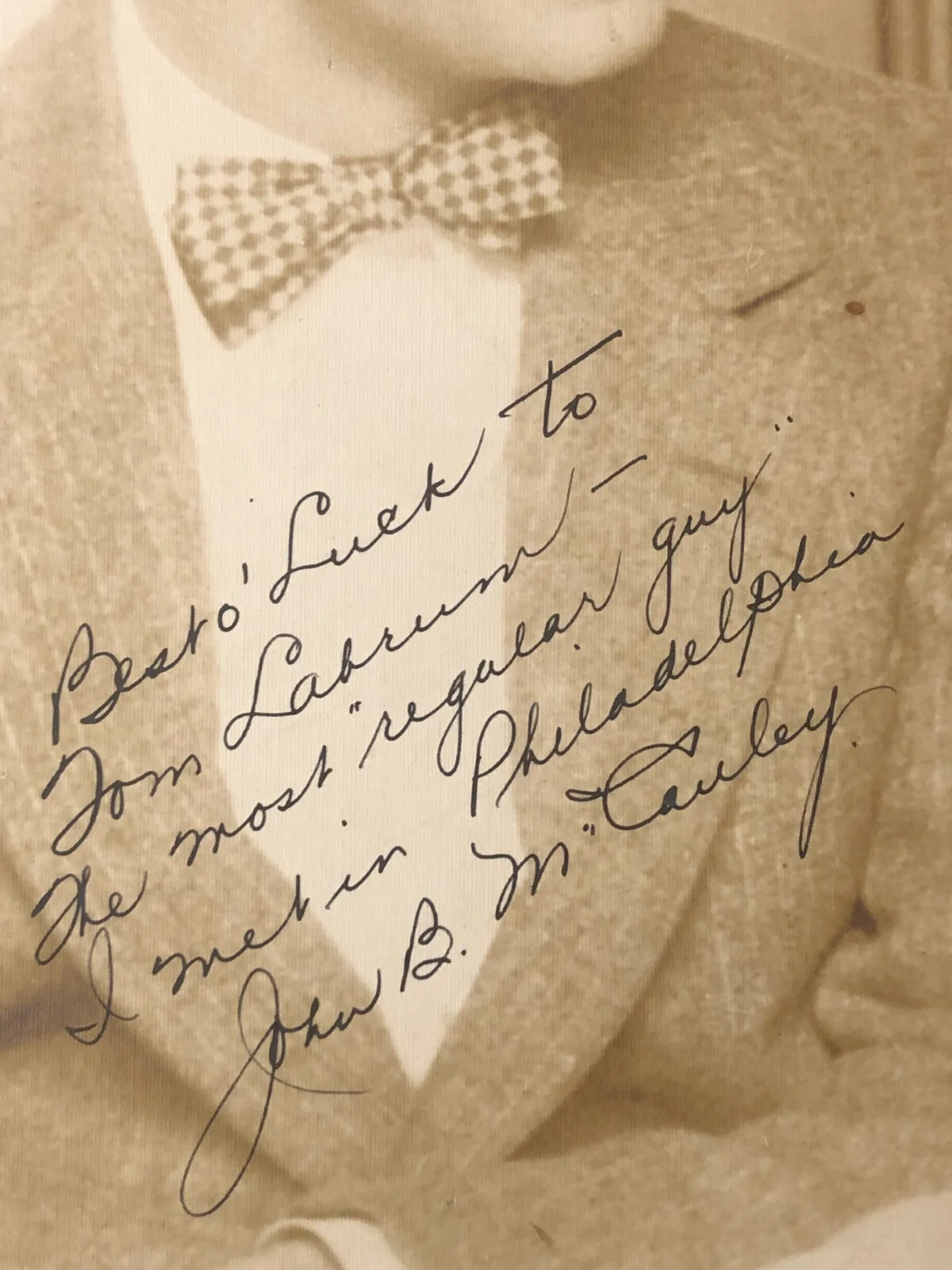Jack MCCAULEY — BROADWAY ACTOR JOHN B. "JACK" MCCAULEY AUTOGRAPHED INSCRIBED VINTAGE PHOTOGRAPH, image 2