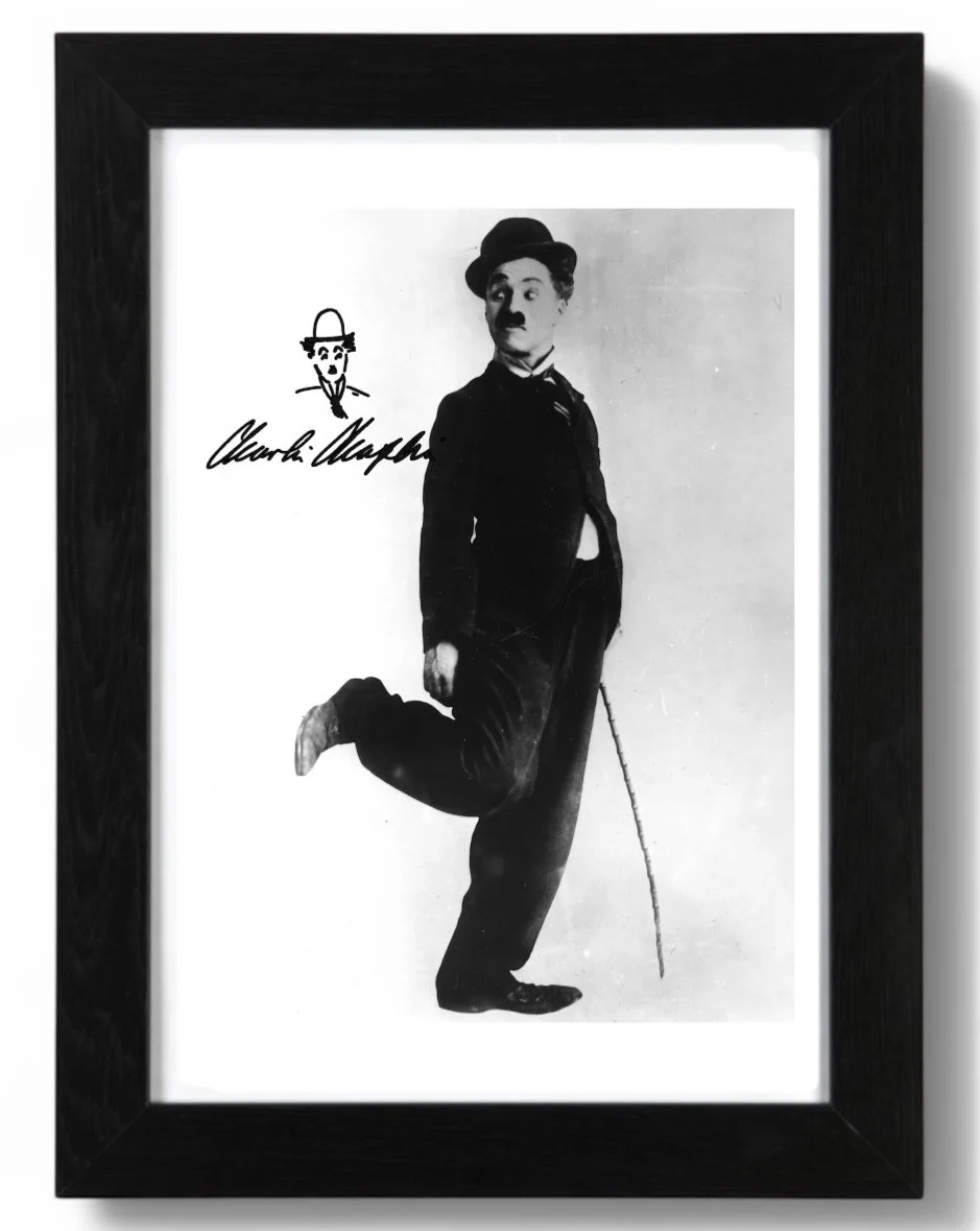 Charlie Chaplin Signed autograph PHOTO Pre Print 6x4/A4/ Framed, image 3