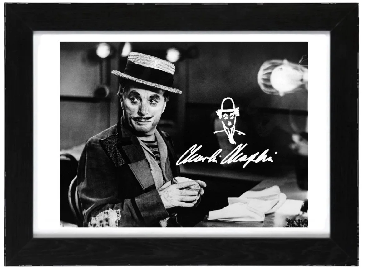Charlie Chaplin Signed autograph PHOTO Pre Print 6x4/A4/ Framed, image 2