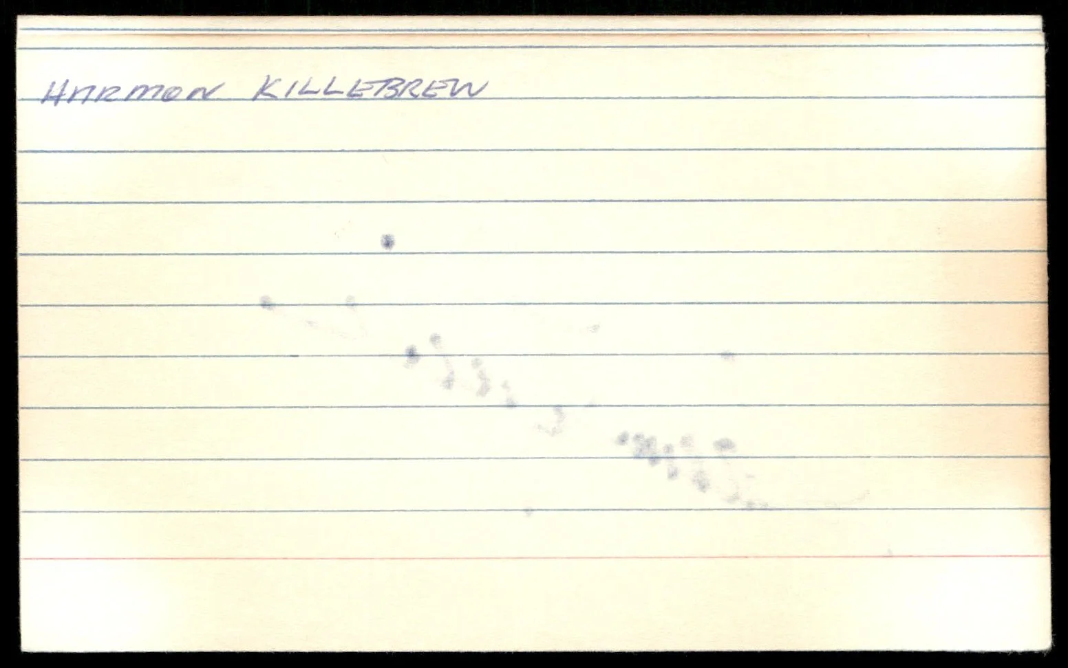 Harmon Killebrew Signed Index Card Auto -Rare Vintage Autograph, image 2