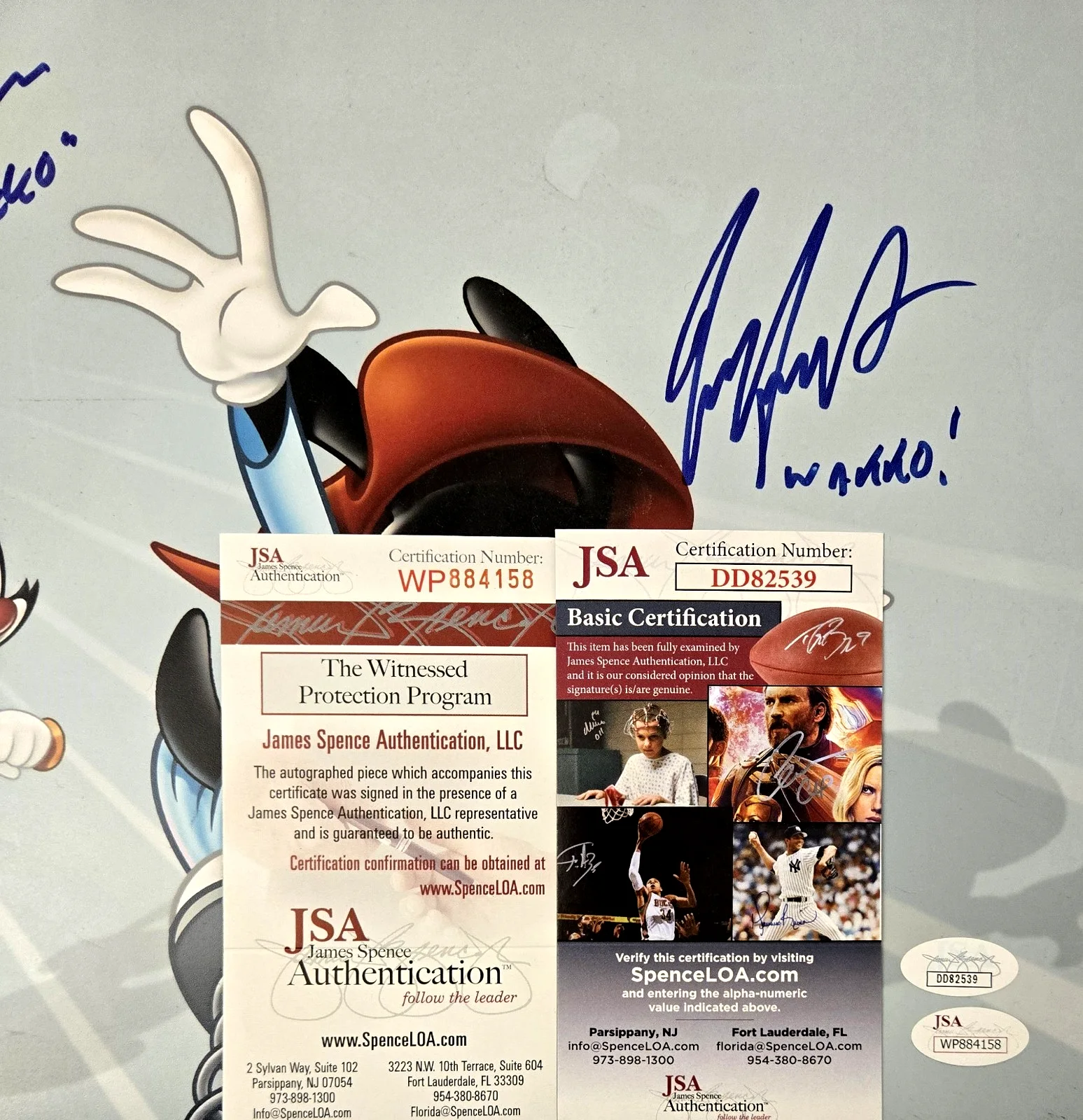 Rob Paulsen, Jess Harnell, Tress MacNeille — Animaniacs Signed Photo Wakko Yakko Dot Harnell Paulsen MacNeille Autograph JSA, image 2