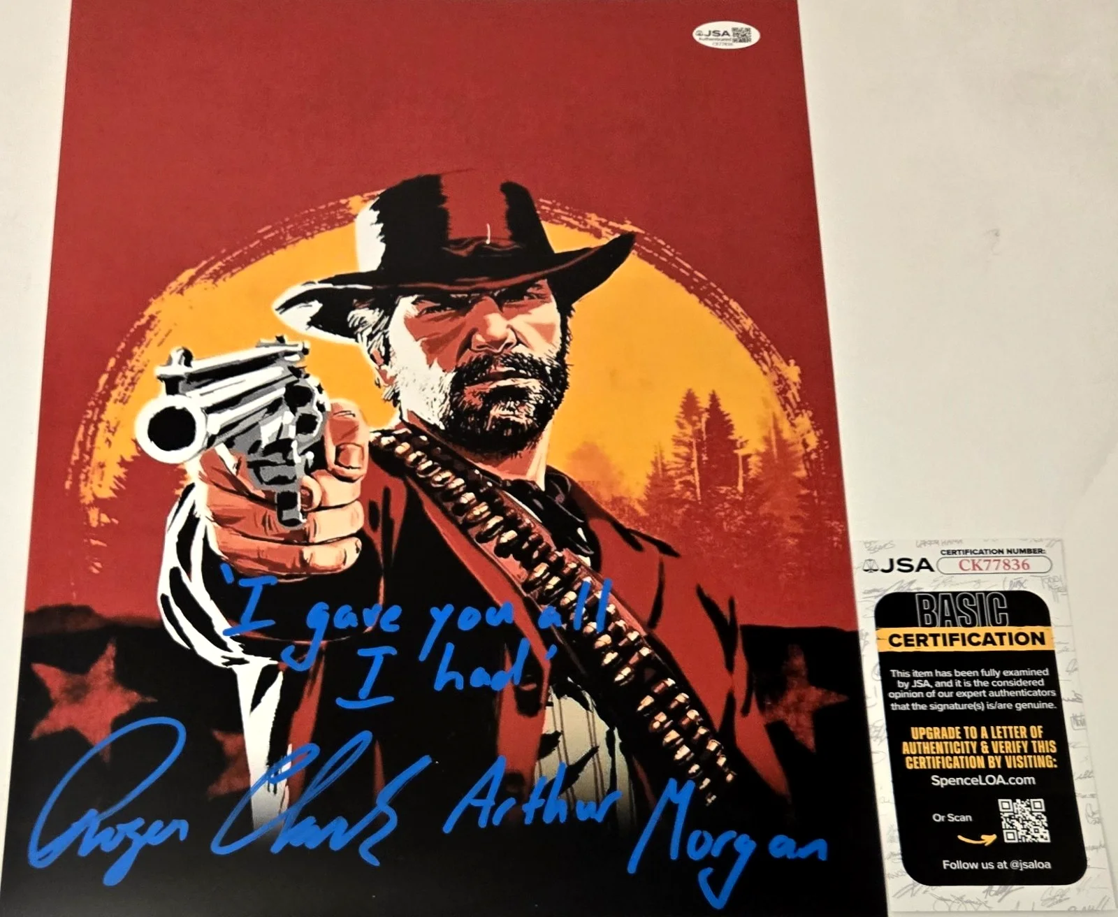 Roger Clark — Arthur Morgan Signed Photo Red Dead Redemption Roger Clark Autograph JSA COA 836, image 3