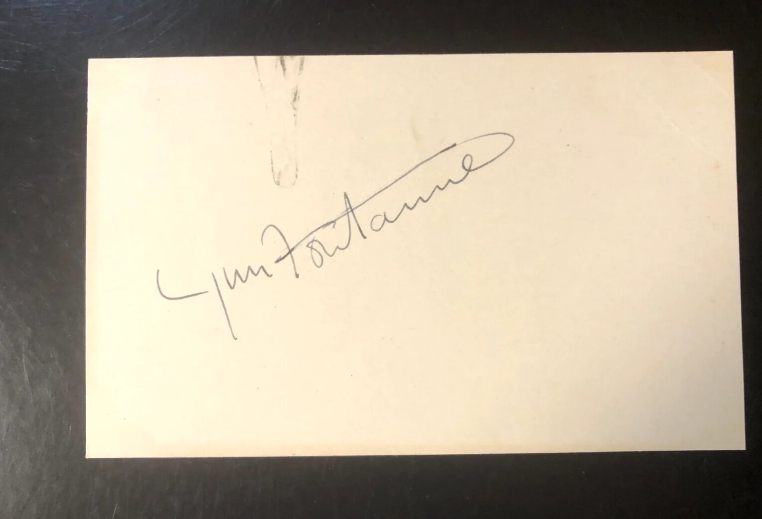 ALFRED LUNT, LYNN FONTAINE — ALFRED LUNT & LYNN FONTAINE AUTOGRAPHED 3x5 INDEX CARDS - Envelope Dated 1947, image 3