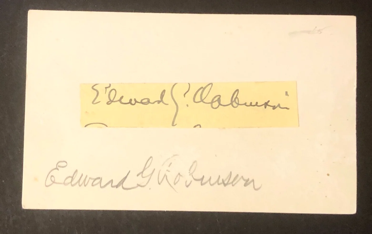 Edward G. Robinson — Actor Edward G. Robinson (d.1973) Hand-Signed Cut Autograph 3.25 x .75", image 2