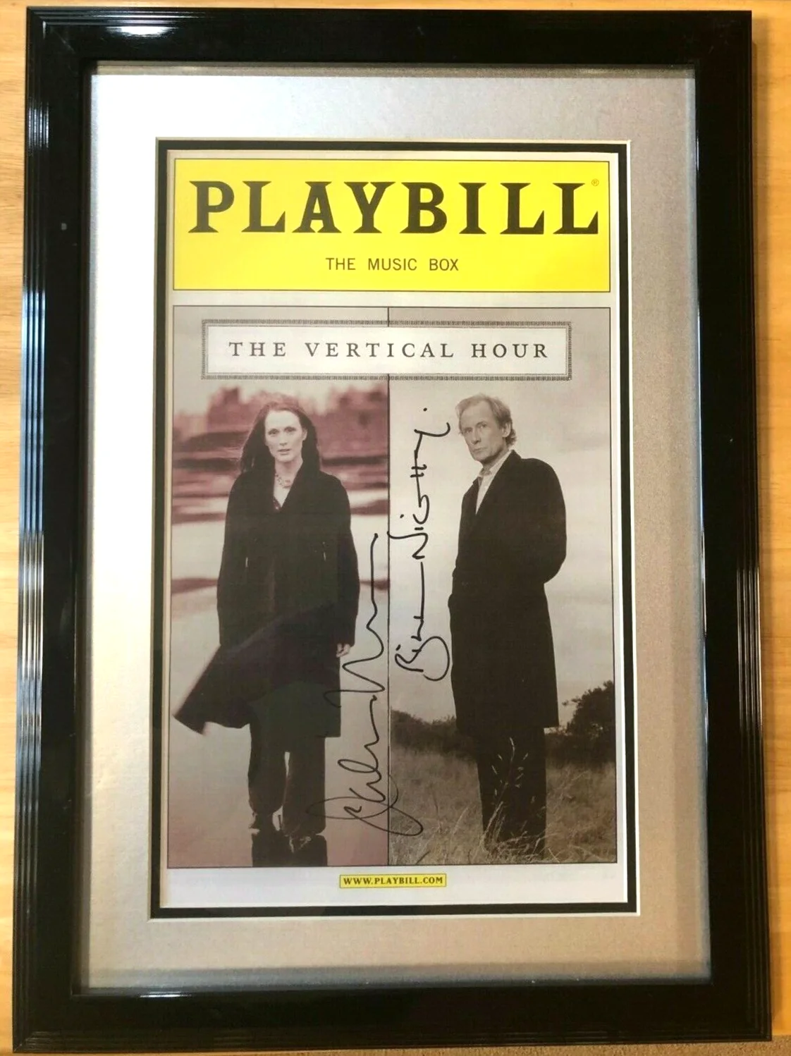 BILL NIGHY and JULIANNE MOORE — BROADWAY BILL NIGHY + JULIANNE MOORE "VERTICLE HOUR" PLAYBILL Autographed Framed