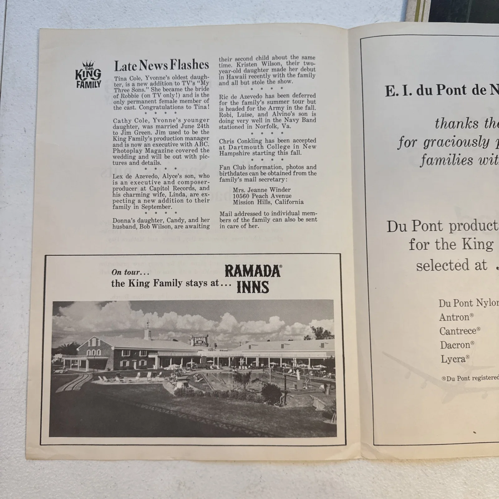 Vintage 1965 The King Family, King Sisters & King Cousins Signed Program, изображение 3
