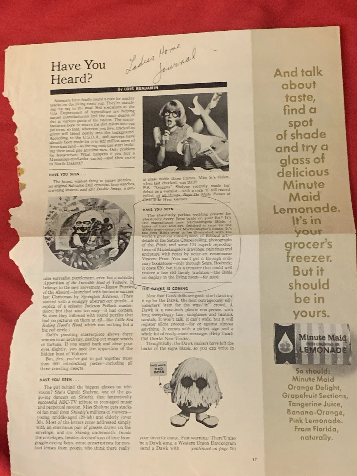 Vincent Price — Vincent Price Estate Ladies Home Journal Magazine Page With Vincent’s Notes! 15g
