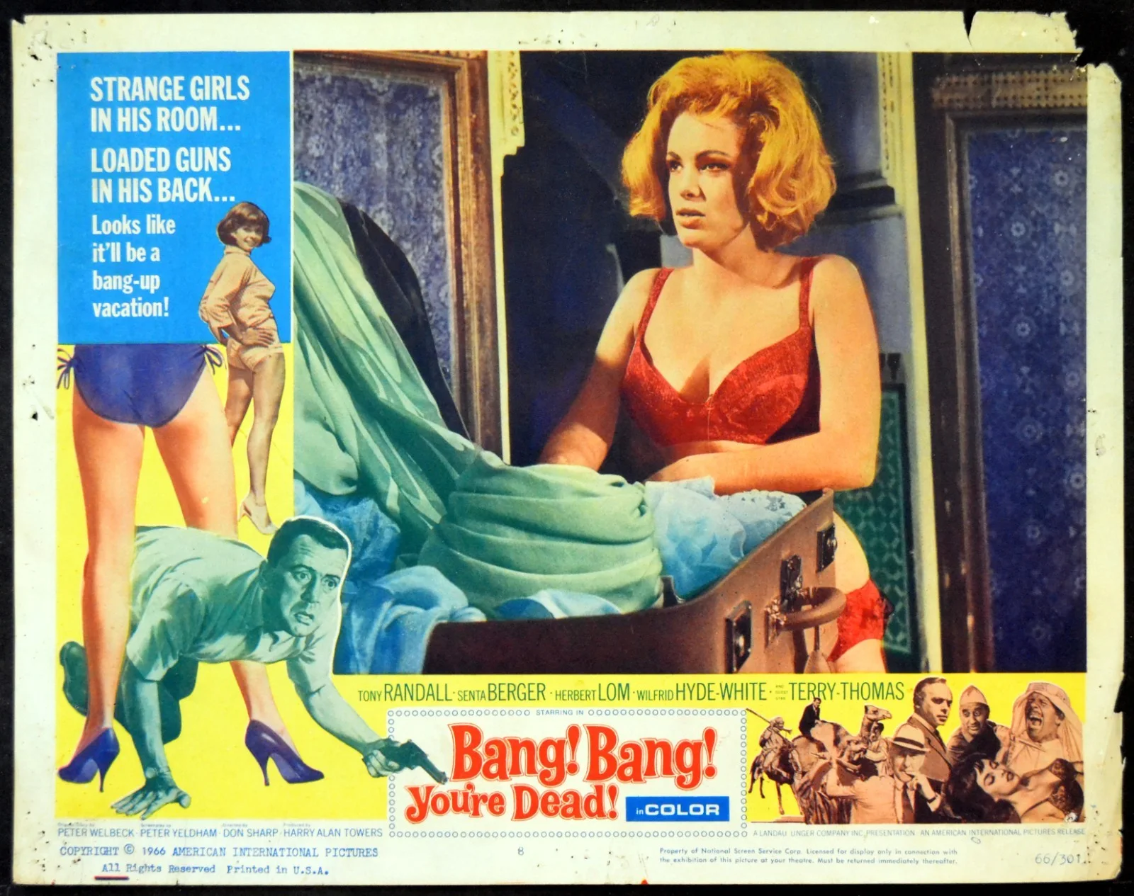 OUR MAN IN MARRAKESH 1966 Tony Randall, Senta Berger 3 LOBBY CARDS, image 3