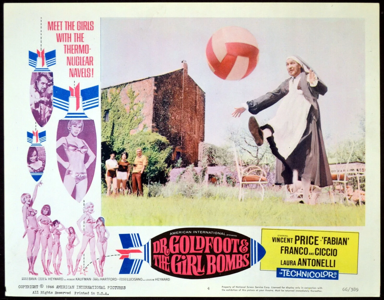 DR. GOLDFOOT AND THE GIRL BOMBS 1966 Vincent Price, Fabian 4 LOBBY CARDS, изображение 2