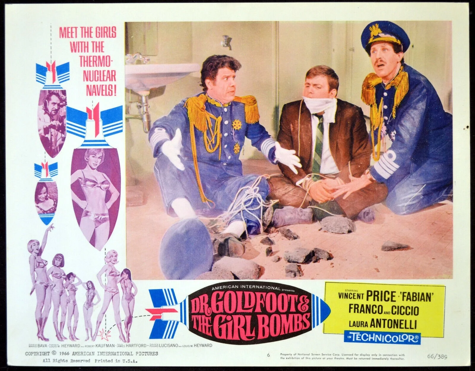 DR. GOLDFOOT AND THE GIRL BOMBS 1966 Vincent Price, Fabian 4 LOBBY CARDS, изображение 4