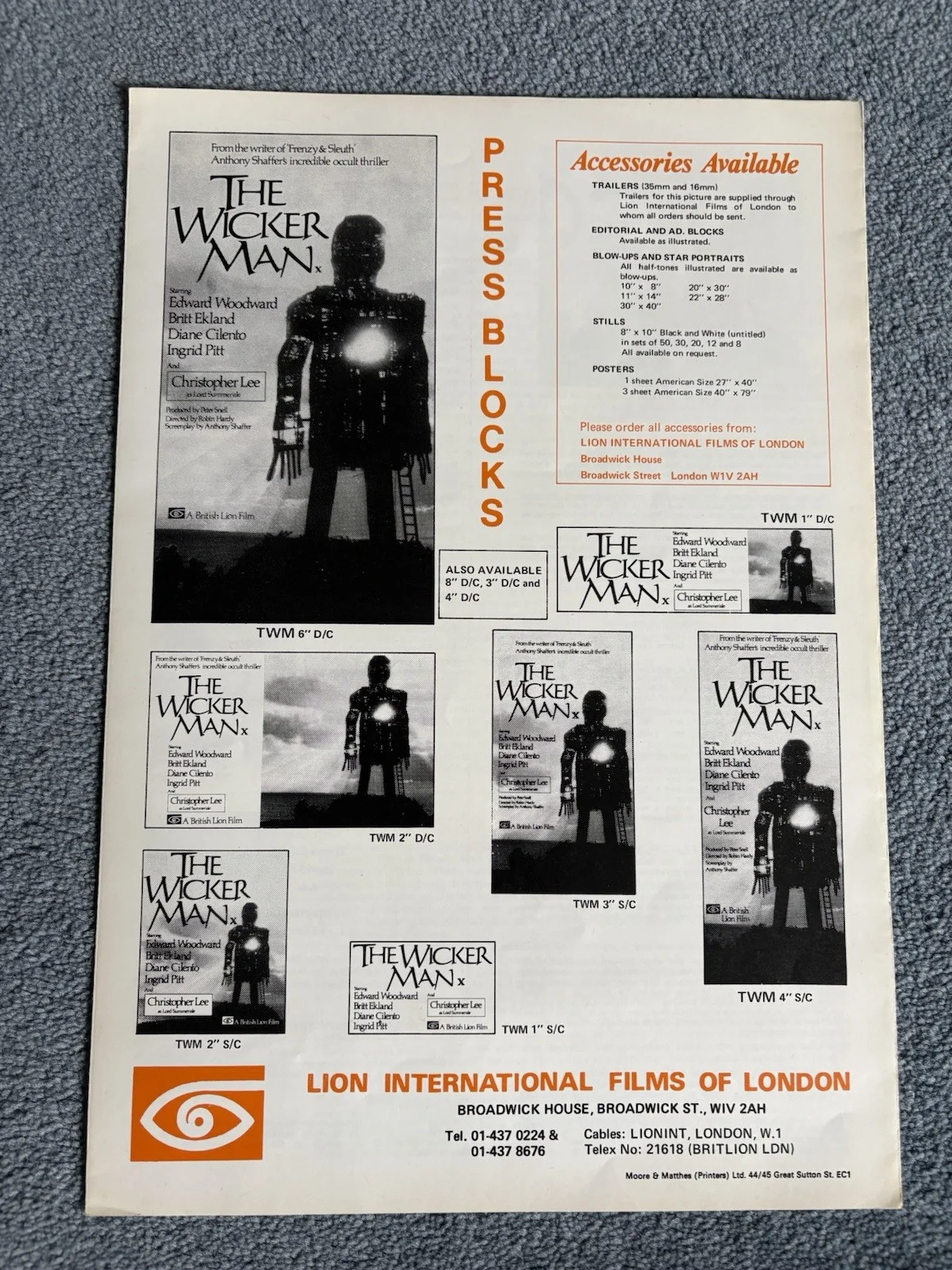 The Wicker Man British Press Campaign Book 1973 Very Good Condition, image 3