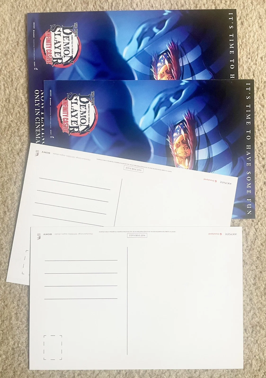 4 Demon Slayer Kimetsu No Yaiba Infinity Castle 9” X 6” Post Card Cinema Promo, изображение 3