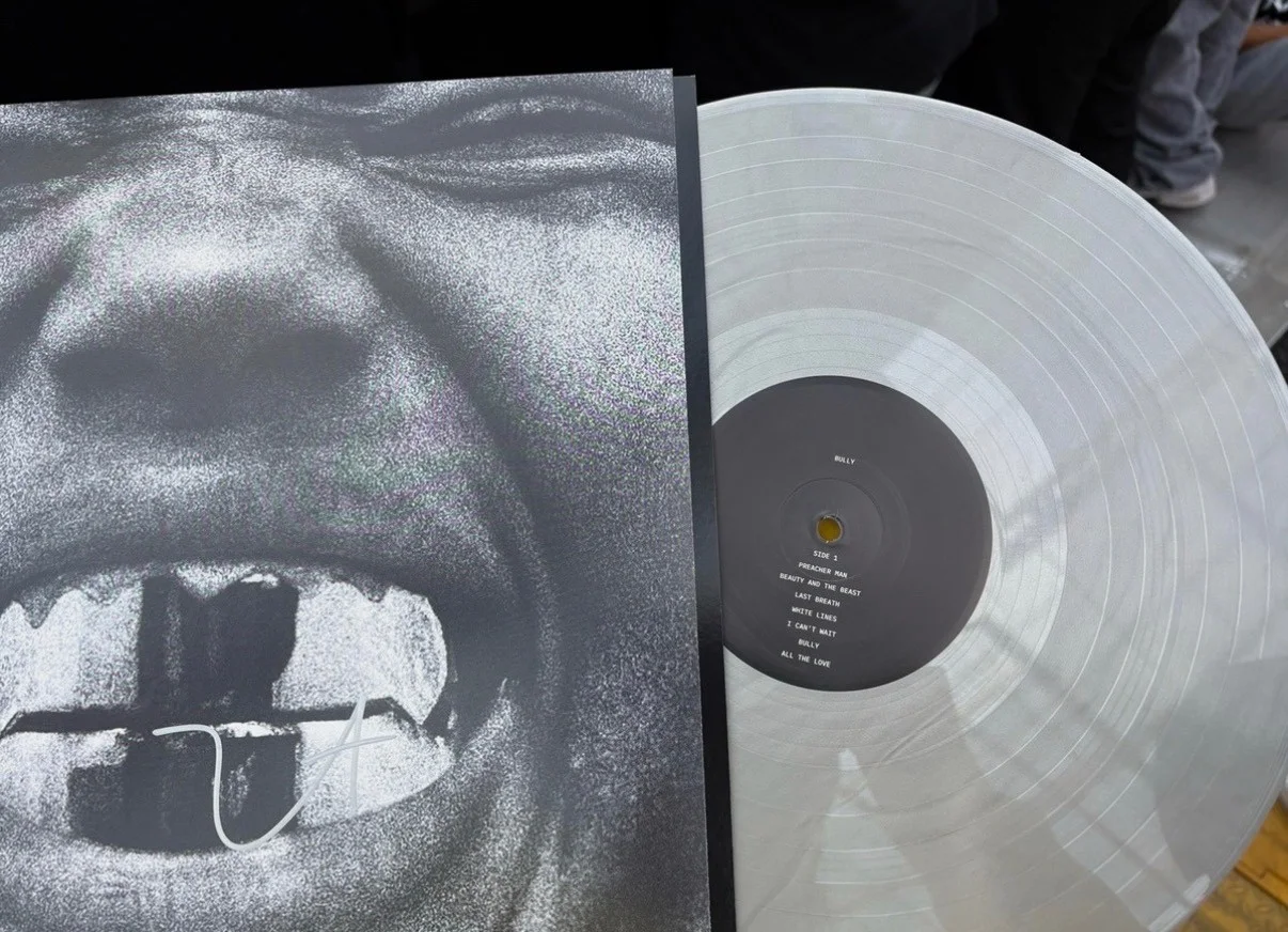 SIGNED SILVER Kanye Bully vinyl album, image 2