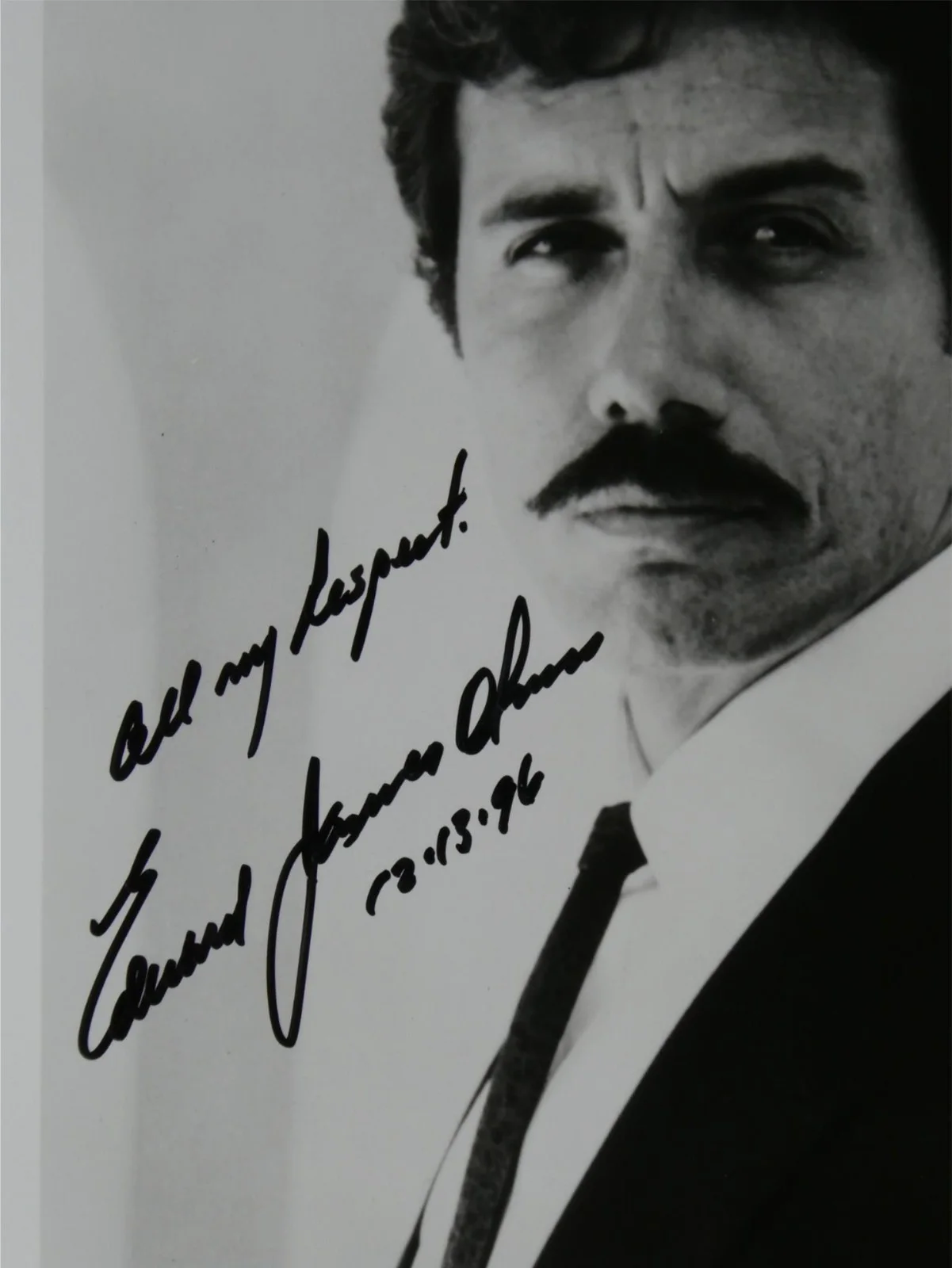 Edward James Olmos — Edward James Olmos Signed 8x10 B&W Photo Autographed Miami Vice, image 2