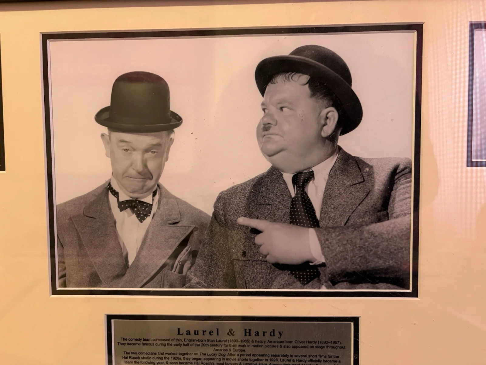 Framed Collection of Laurel and Hardy Photographs with Descriptive Plaque New, image 3