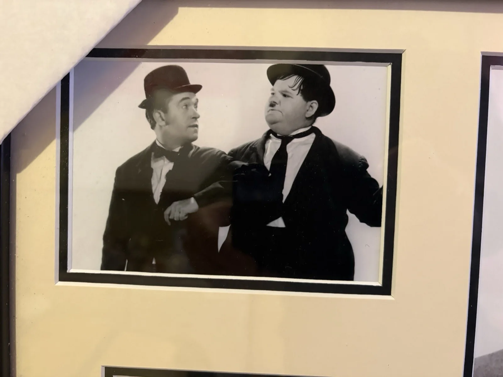 Framed Collection of Laurel and Hardy Photographs with Descriptive Plaque New, image 4