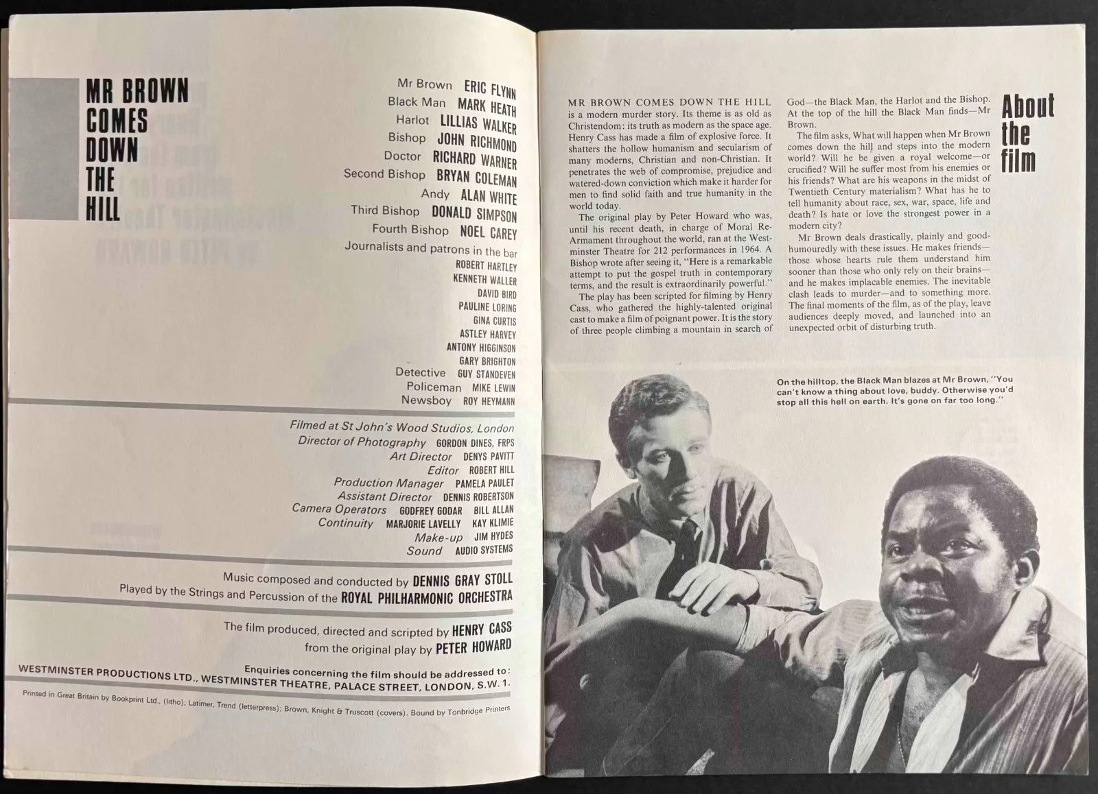 Mr Brown Comes Down the Hill ORIGINAL Film Movie Brochure Eric Flynn 1965, изображение 2