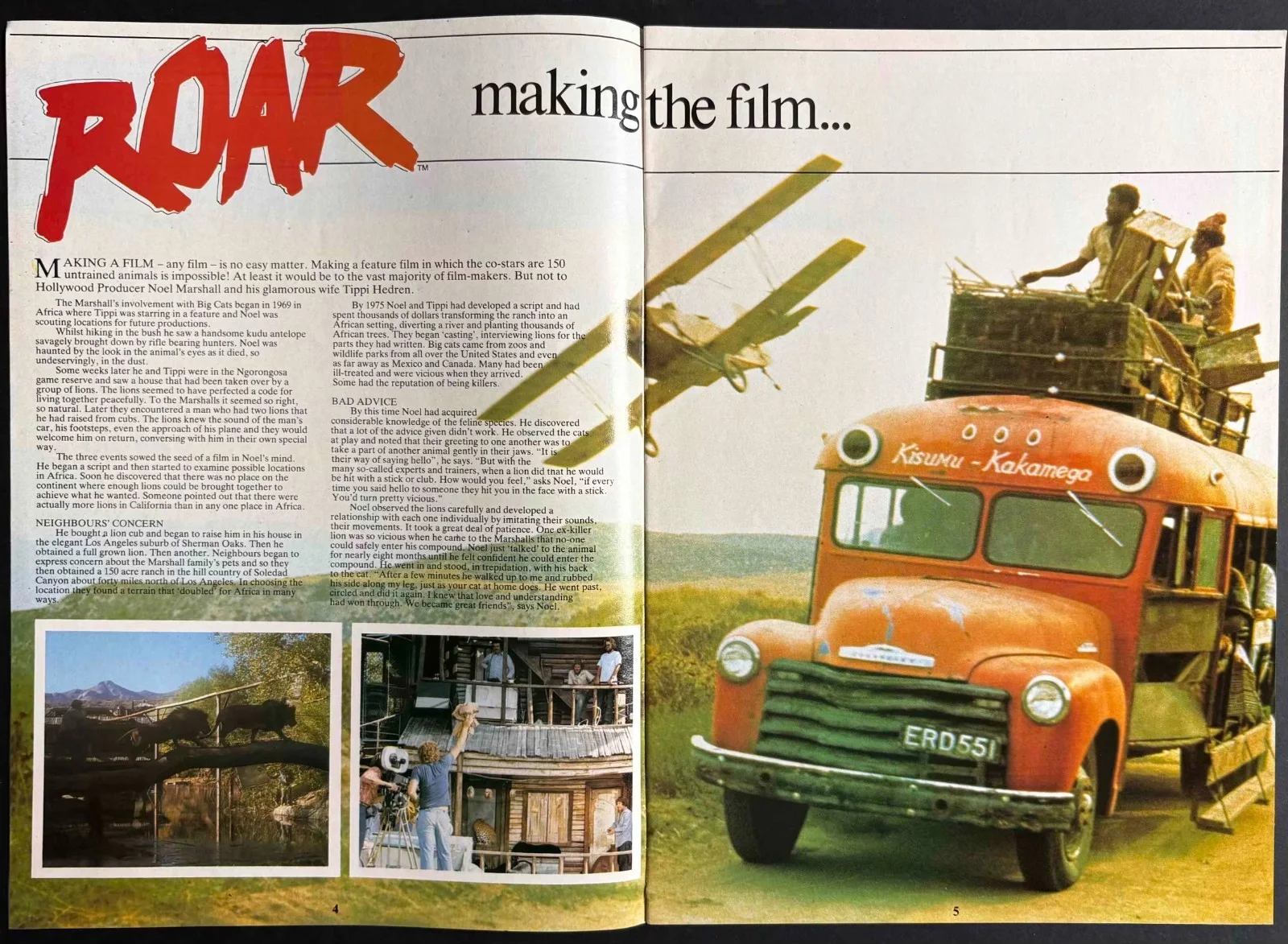 Roar ORIGINAL Film Movie Brochure Tippi Hedren Melanie Griffith 1981, изображение 2