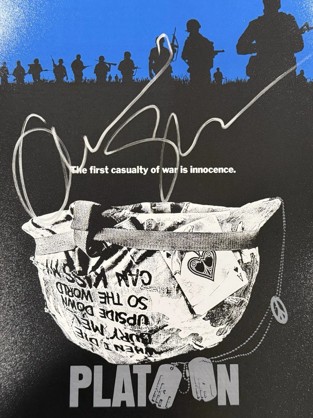 Oliver Stone — OLIVER STONE SIGNED AUTOGRAPH PLATOON 11X17 PHOTO BECKETT BQ95652, image 2