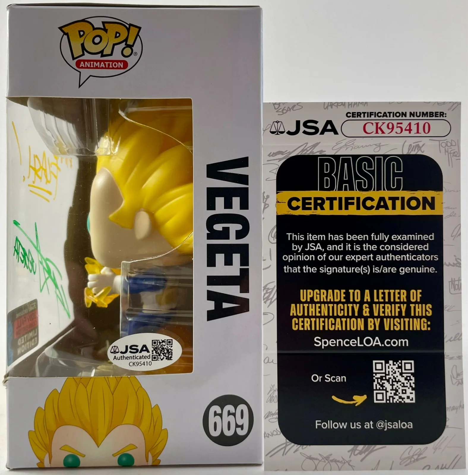 Chris Sabat — Chris Sabat Signed Dragon Ball Z Vegeta Limited Edition Funko POP! Vinyl JSA COA, изображение 3