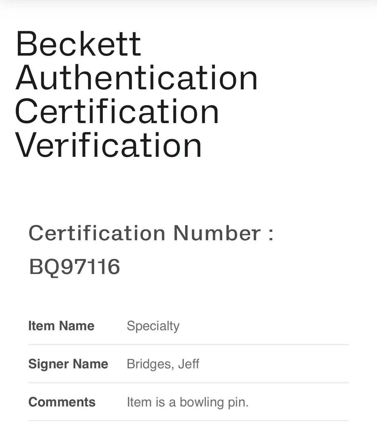 Jeff Bridges — JEFF BRIDGES SIGNED BOWLING PIN THE DUDE THE BIG LEBOWSKI BECKETT BQ97116, image 5