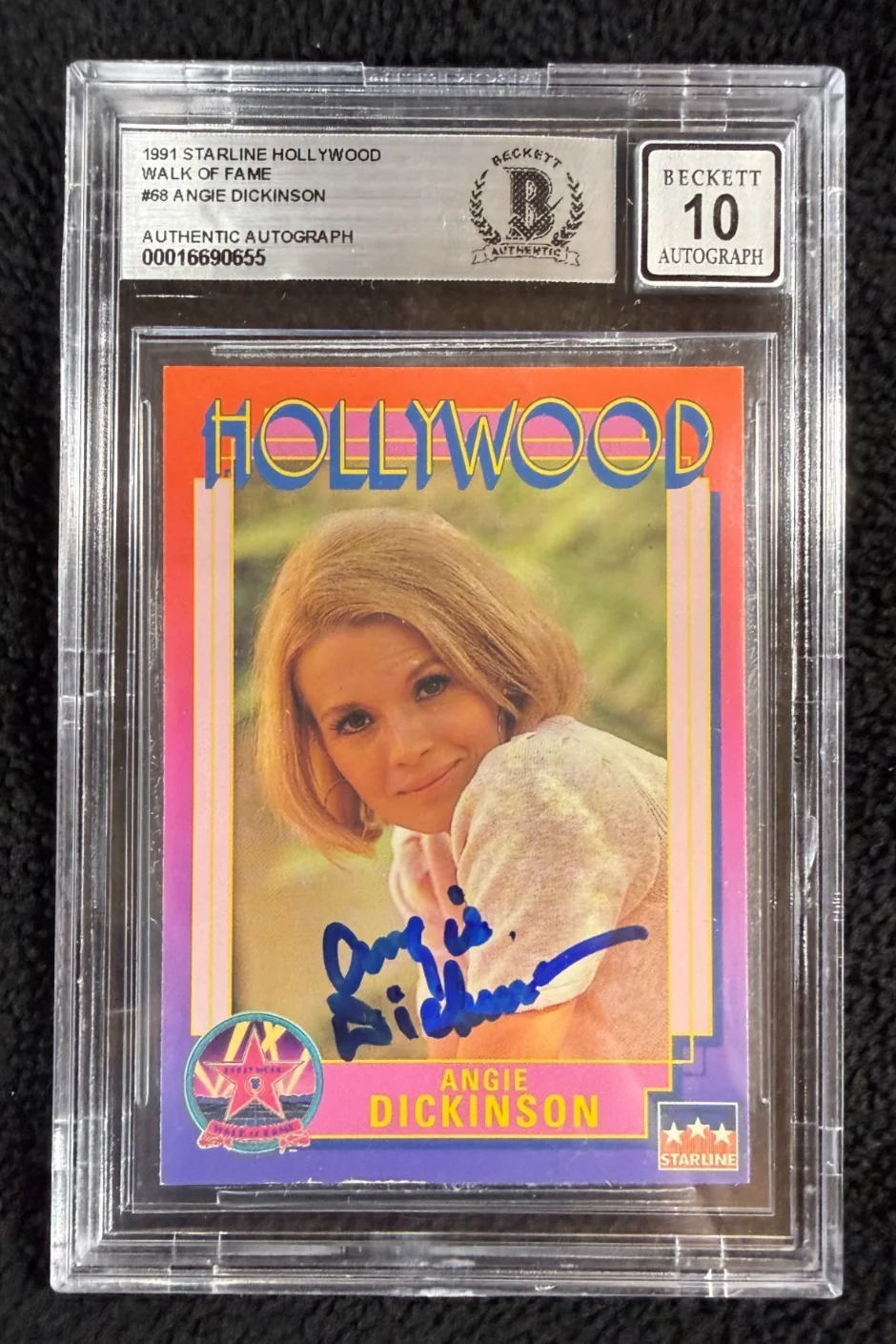 Angie Dickinson — Angie Dickinson Signed 1991 Walk Of Fame Card #68 Police Woman Beckett Auto 10