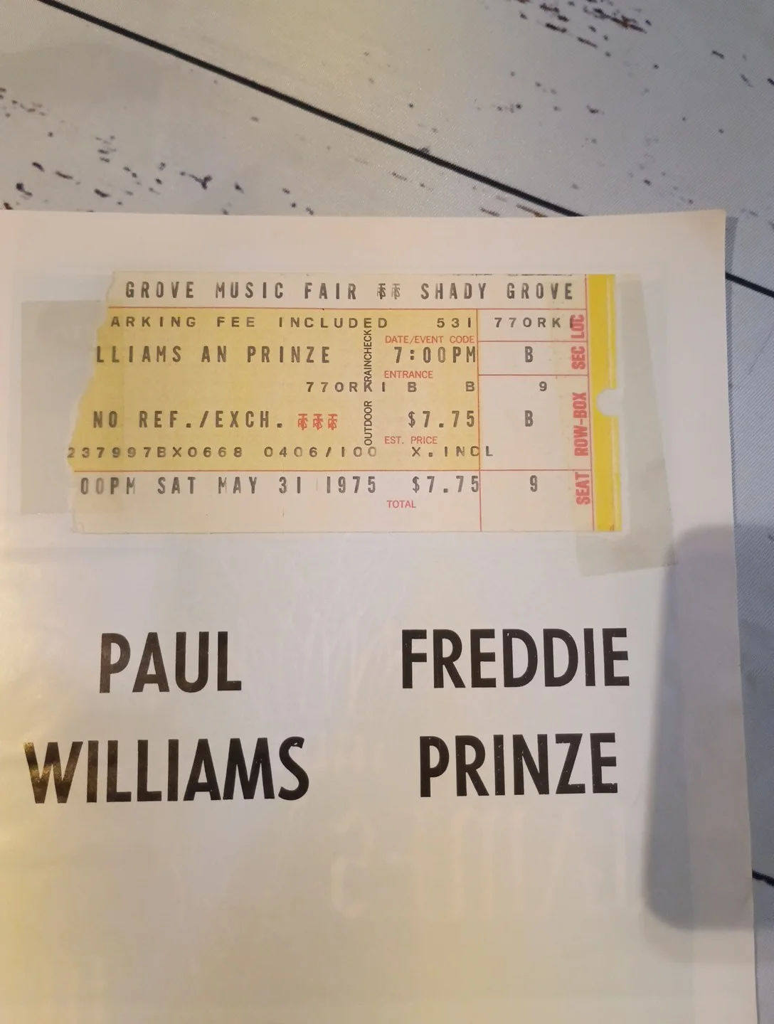 Rare Freddie Prinze Autograph Music Program From 1975 With The Ticket Stub, image 2