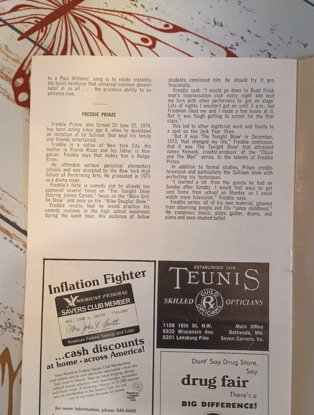 Rare Freddie Prinze Autograph Music Program From 1975 With The Ticket Stub, image 5