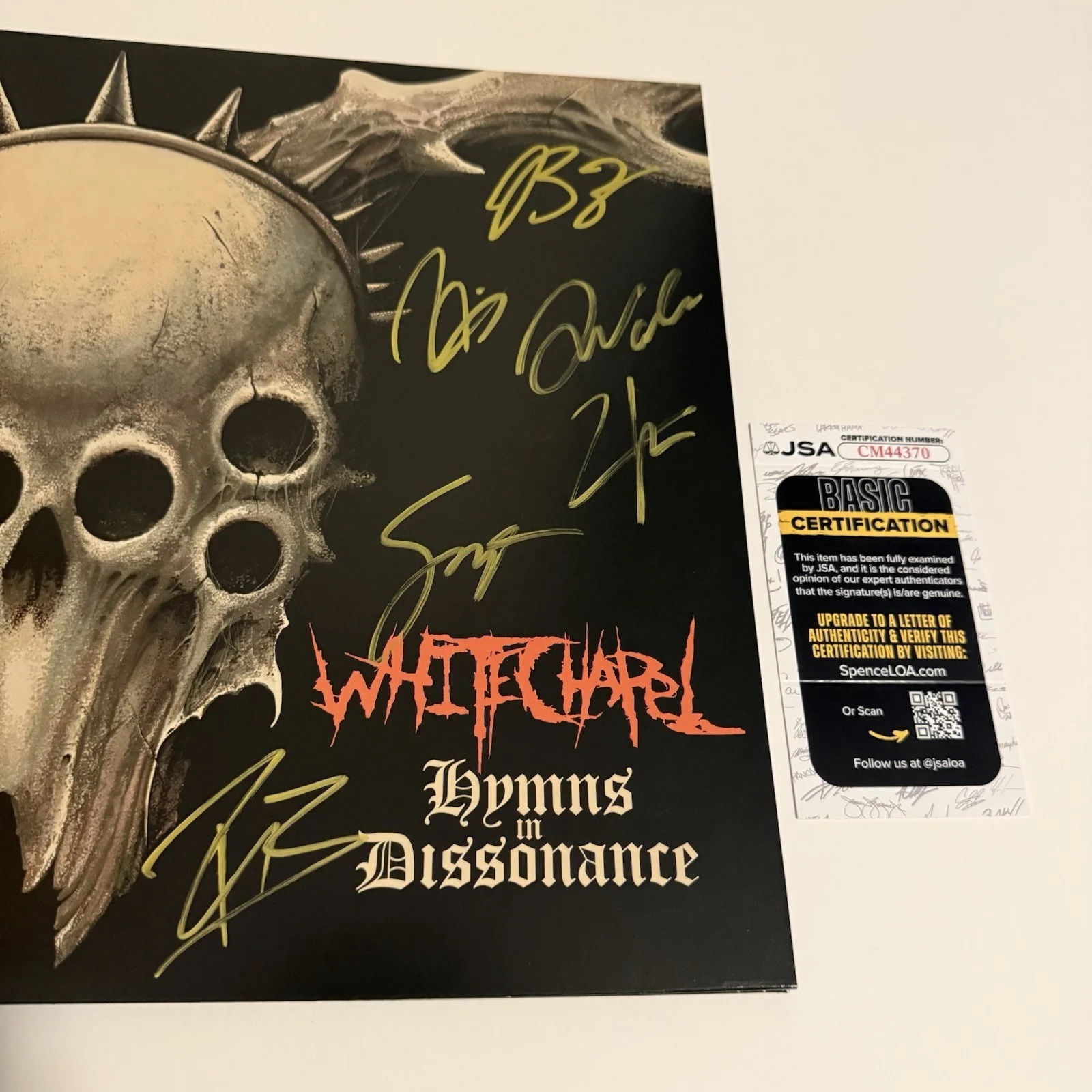WHITECHAPEL SIGNED HYMNS OF DISSONANCE VINYL RECORD KIN JSA COA, image 3