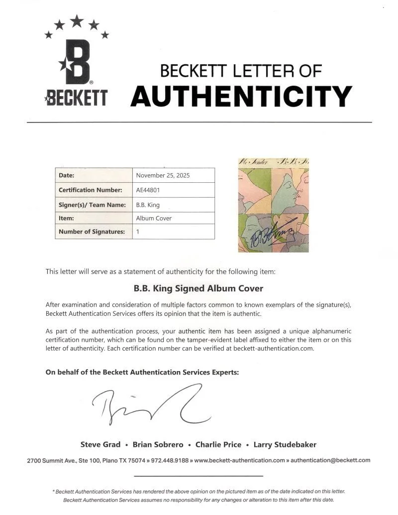 BB King — BB King Signed Autograph Album Vinyl Record LP - Love Me Tender w/ Beckett COA, изображение 4