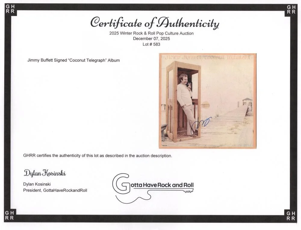 Jimmy Buffett — Jimmy Buffett Signed Autograph Album Vinyl Record LP - Coconut Telegraph JSA COA, изображение 4