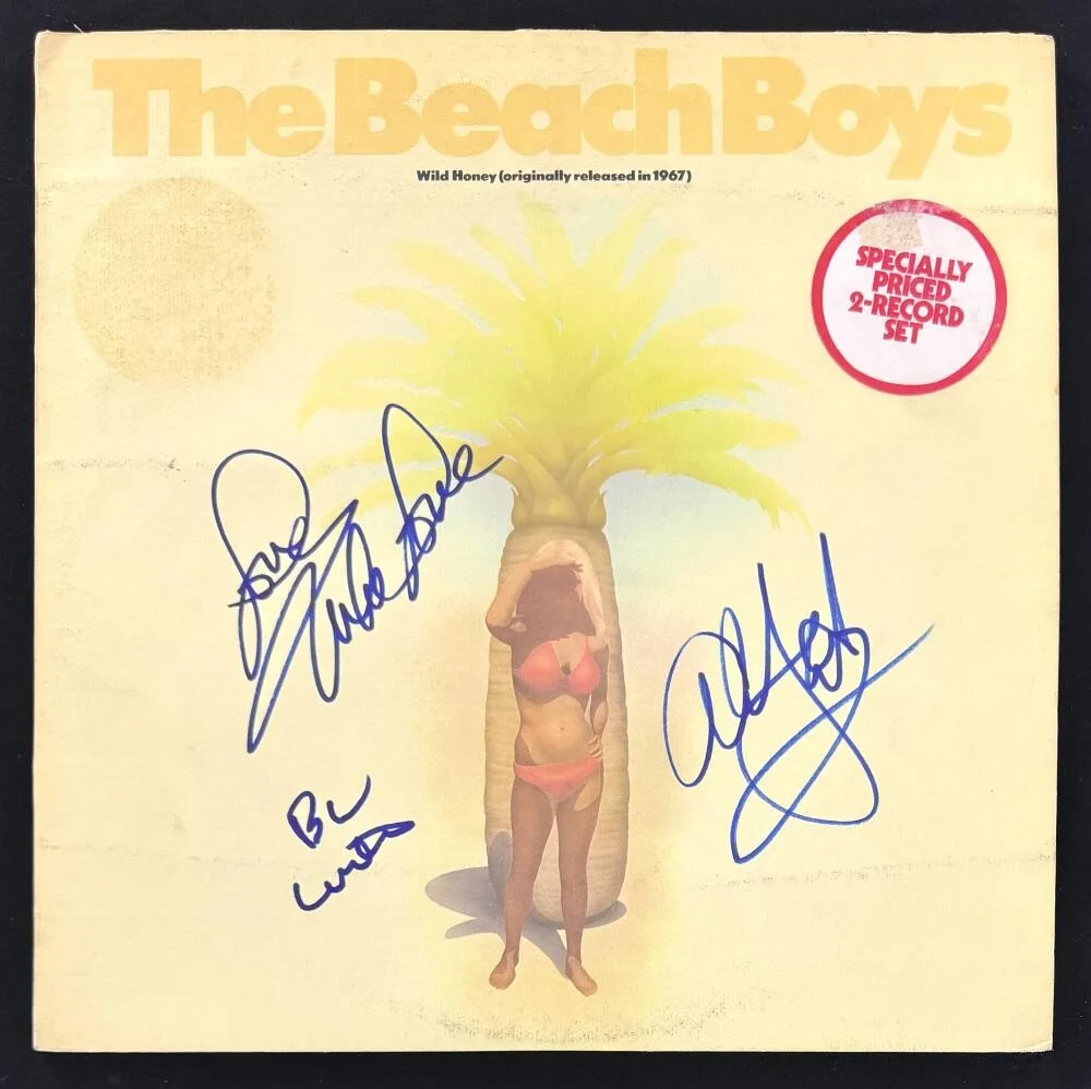 Al Jardine, Mike Love, Brian Wilson — Brian Wilson Mike Love Jardine Signed Autograph Beach Boys Album Record BAS COA