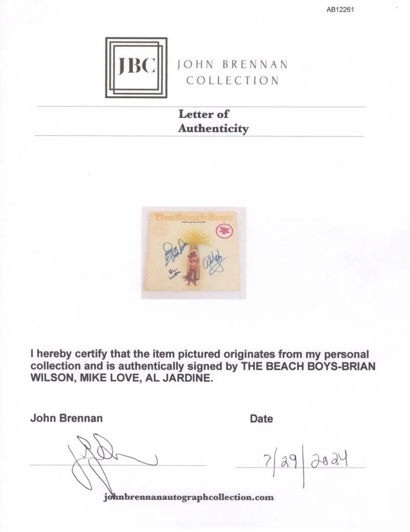 Al Jardine, Mike Love, Brian Wilson — Brian Wilson Mike Love Jardine Signed Autograph Beach Boys Album Record BAS COA, изображение 5