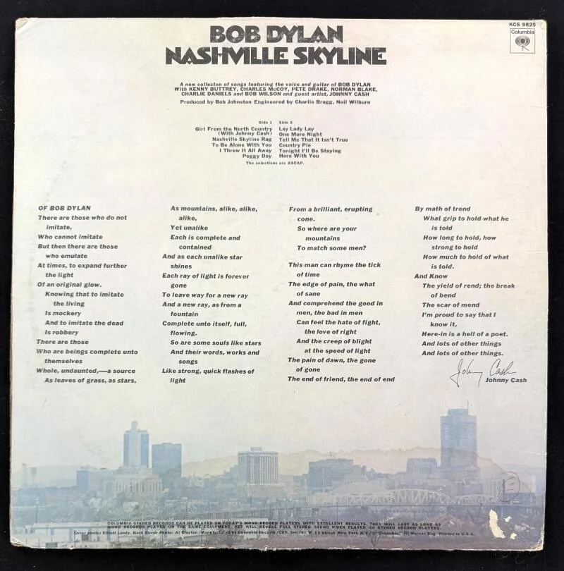 Bob Dylan — Bob Dylan Signed Autograph Album Vinyl Record LP - Nashville Skyline w/ PSA COA, изображение 2