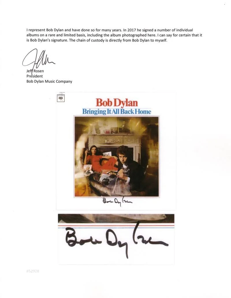 Bob Dylan — Bob Dylan Signed Autograph Album Vinyl Record LP w/ Manager Jeff Rosen & JSA COA, изображение 5