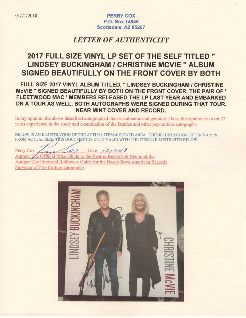 Lindsey Buckingham, Christine McVie — Lindsey Buckingham & Christine McVie Signed Autograph Album Fleetwood Mac w/ JSA, изображение 4