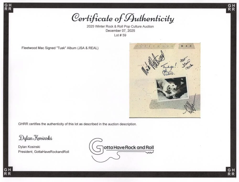 Lindsey Buckingham. Mick Fleetwood, Christine McVie, John McVie — Fleetwood Mac Full Band Signed Autograph Album Record Stevie Nicks Mick JSA COA, изображение 4