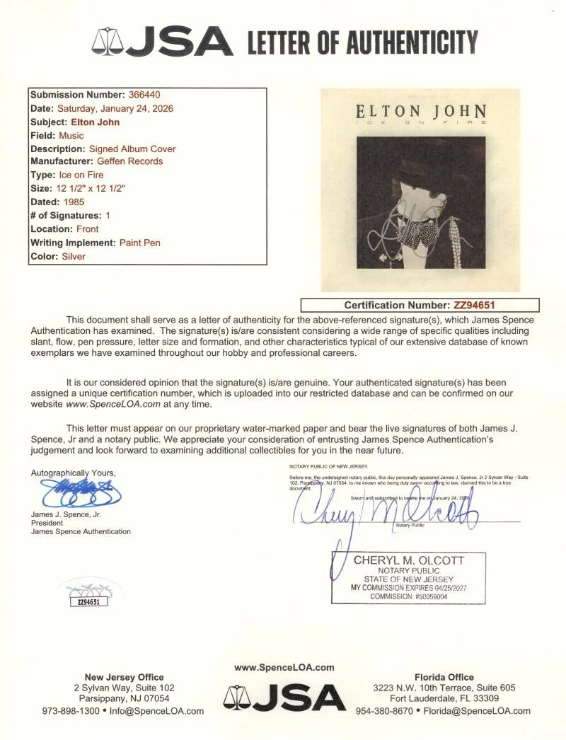 Elton John — Elton John Signed Autograph Album Vinyl Record LP - Fire on Ice w/ JSA COA, image 3