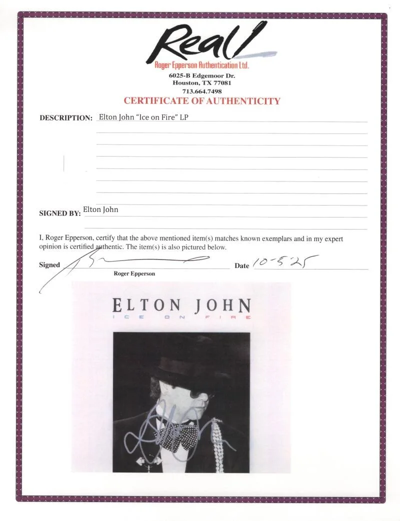 Elton John — Elton John Signed Autograph Album Vinyl Record LP - Fire on Ice w/ JSA COA, image 4