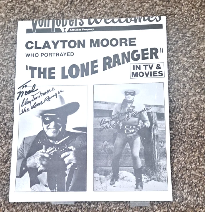 CLAYTON MOORE — CLAYTON MOORE Lone Ranger Autographed 8 X 10 Photo Signed Publicity Event Photo, изображение 3