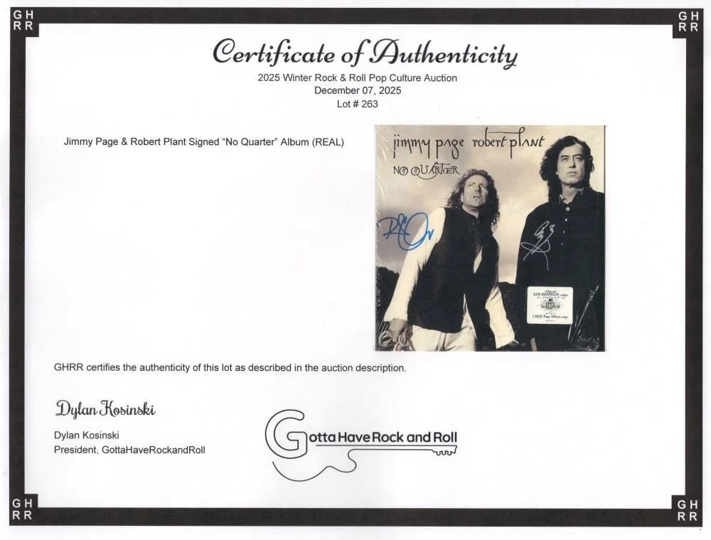 Jimmy Page, Robert Plant — Jimmy Page & Robert Plant Signed Autograph Album Vinyl Record LP w/ JSA COA, изображение 5