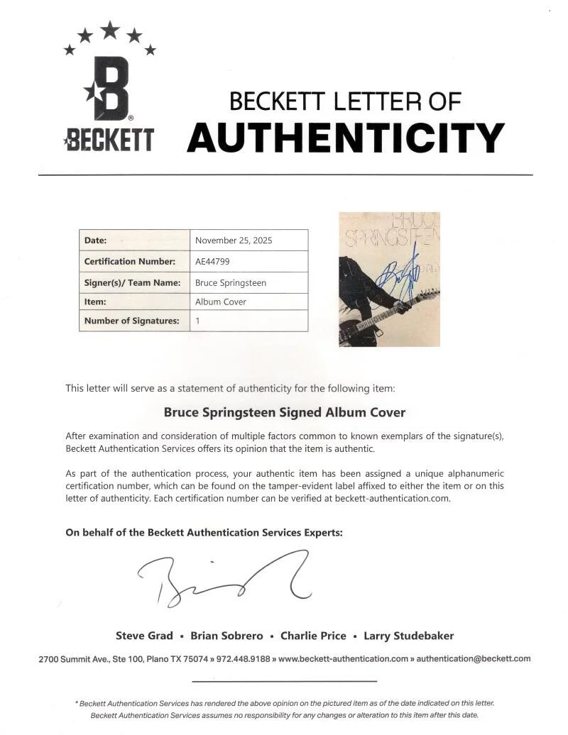 Bruce Springsteen — Bruce Springsteen Signed Autograph Album Vinyl Record - Born to Run Beckett COA, image 4