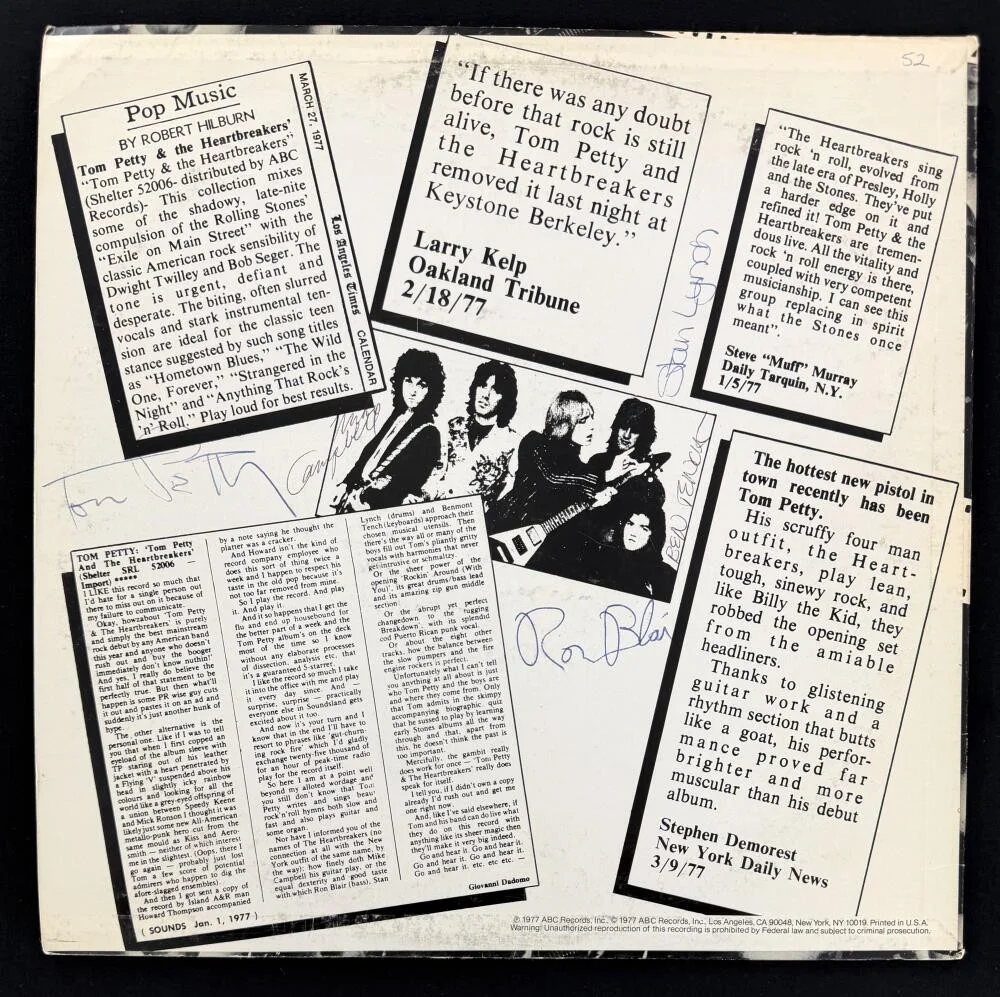 Ron Blair, Mike Campbell, Stan Lynch, Tom Petty, Benmont Tench — Tom Petty and the Heartbreakers Signed Autograph Album Vinyl Record LP - JSA COA
