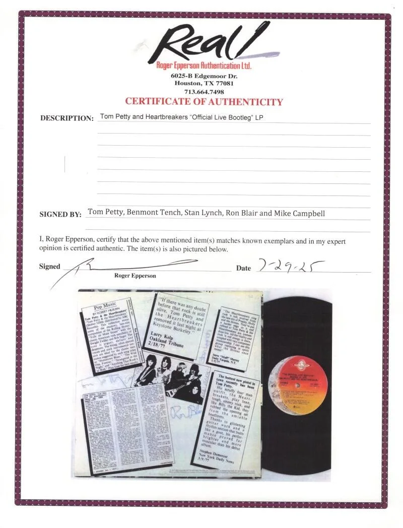 Ron Blair, Mike Campbell, Stan Lynch, Tom Petty, Benmont Tench — Tom Petty and the Heartbreakers Signed Autograph Album Vinyl Record LP - JSA COA, изображение 4